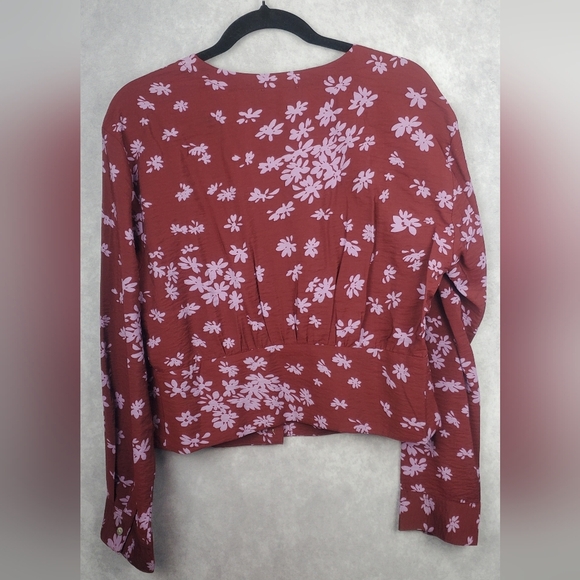 Madewell blouse V-Neck Button-Front Shirt Floral Print Size L - Picture 5 of 14